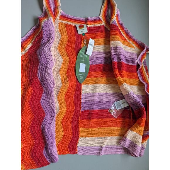 NWT Farm Rio Anthropologie Crochet Mini Dress Size S Rainbow Belted #8F469 - Picture 5 of 9
